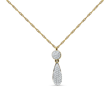 Diamond Teardrop Cluster Necklace 14K Yellow Gold 0.10ct Wholesale